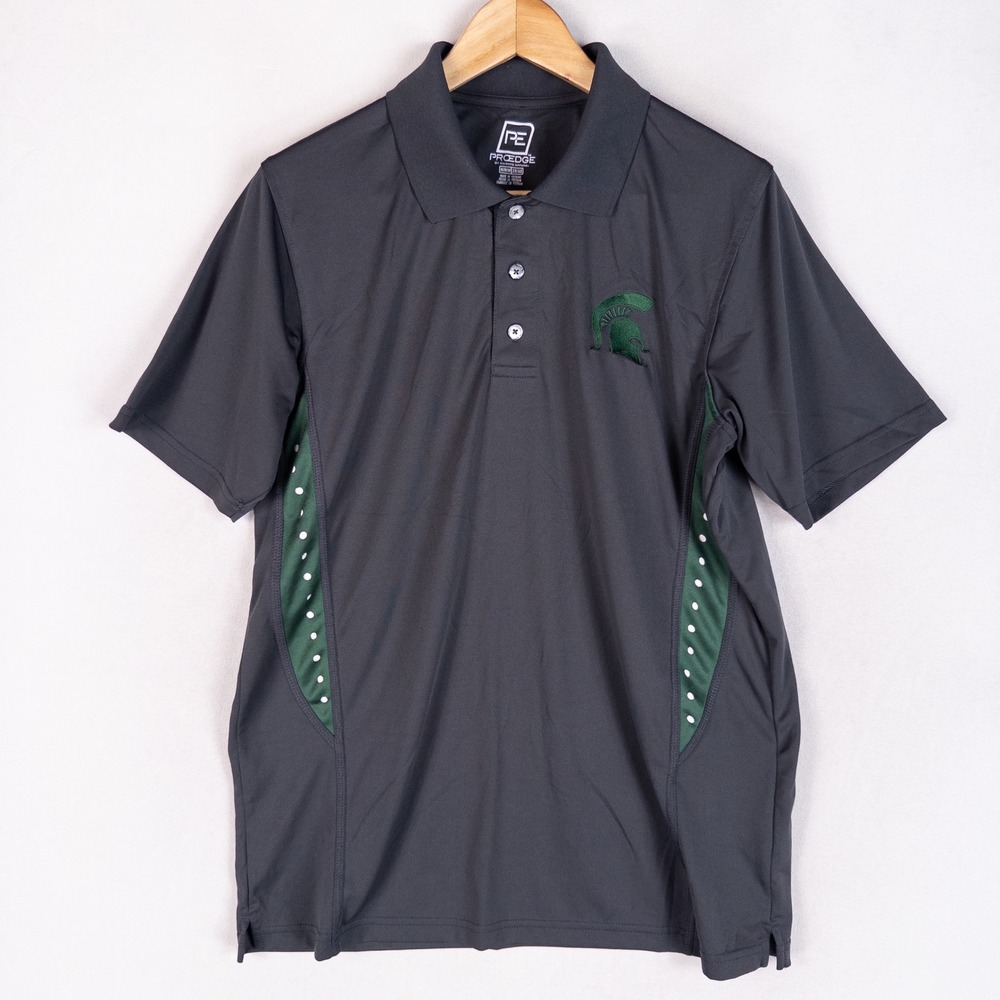 Proedge Mens Polo Shirt Medium Gray Michigan State Spartans NCAA Golf Activewear